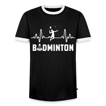 Badminton  - Männer Kontrast-T-Shirt - Schwarz/Weiß - Vorne - AI Model Female 172 light (172cm) & AI Model Male 178 light (178cm)