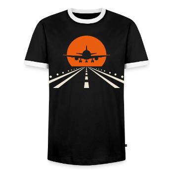 Flugzeug mit Landung Pilot Vintage Geschenk - Männer Kontrast-T-Shirt - Schwarz/Weiß - Vorne - AI Model Female 172 light (172cm) & AI Model Male 178 light (178cm)