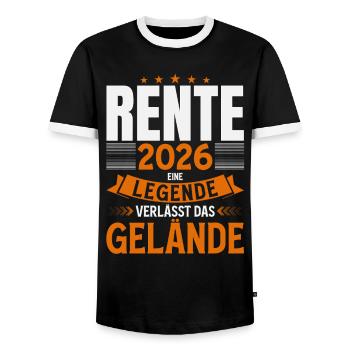 Pensioner 2026 Gift Man Pension Retirement Funny - Men's Ringer Shirt - black/white - Front - AI Model Female 172 light (172cm) & AI Model Male 178 light (178cm)