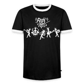 Rock 'N' Roll Band Sketch - Men's Ringer Shirt - black/white - Front - AI Model Female 172 light (172cm) & AI Model Male 178 light (178cm)