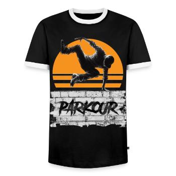 Parkour - T-shirt contrasté Homme - noir/blanc - Devant - AI Model Female 172 light (172cm) & AI Model Male 178 light (178cm)