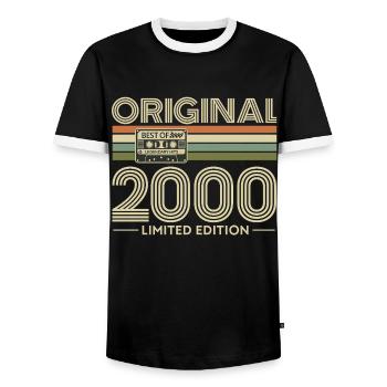Originale Limited Edition von 2000 - Männer Kontrast-T-Shirt - Schwarz/Weiß - Vorne - AI Model Female 172 light (172cm) & AI Model Male 178 light (178cm)