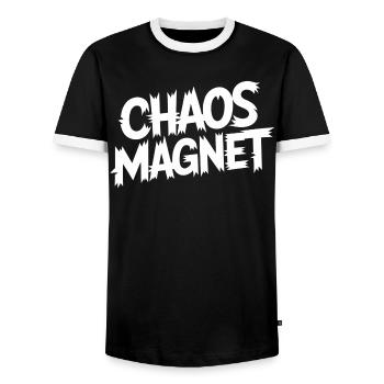 Chaos Magnet - Männer Kontrast-T-Shirt - Schwarz/Weiß - Vorne - AI Model Female 172 light (172cm) & AI Model Male 178 light (178cm)