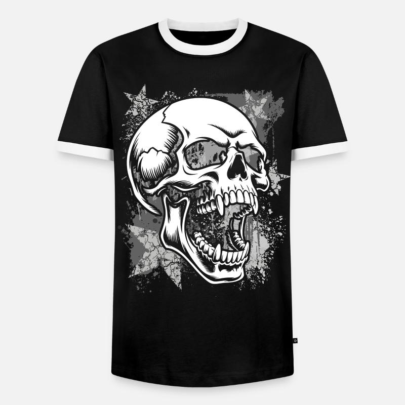 Grunge Schädel Farbspritzer - Männer Kontrast-T-Shirt - Schwarz/Weiß