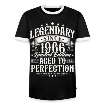 Cadeau d’anniversaire légendaire depuis 1966 - T-shirt contrasté Homme - noir/blanc - Devant - AI Model Female 172 light (172cm) & AI Model Male 178 light (178cm)