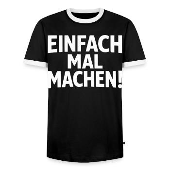 Einfach mal machen - Männer Kontrast-T-Shirt - Schwarz/Weiß - Vorne - AI Model Female 172 light (172cm) & AI Model Male 178 light (178cm)