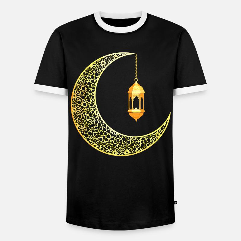 Ramadan Crescent Moon Eid Mubarak - Men's Ringer Shirt - black/white
