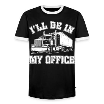Truck Driver, Trucker, I'll be in my office - Men's Ringer Shirt - black/white - Front - AI Model Female 172 light (172cm) & AI Model Male 178 light (178cm)