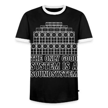 Soundsystem Jungle Reggae Bass - T-shirt contrasté Homme - noir/blanc - Devant - AI Model Female 172 light (172cm) & AI Model Male 178 light (178cm)