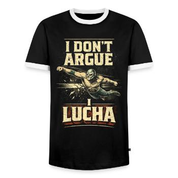 Lucha Libre Luchador I Don't Argue I Lucha - Men's Ringer Shirt - black/white - Front - AI Model Female 172 light (172cm) & AI Model Male 178 light (178cm)