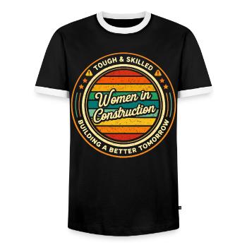 Women in Construction Strong and Competent - Men's Ringer Shirt - black/white - Front - AI Model Female 172 light (172cm) & AI Model Male 178 light (178cm)