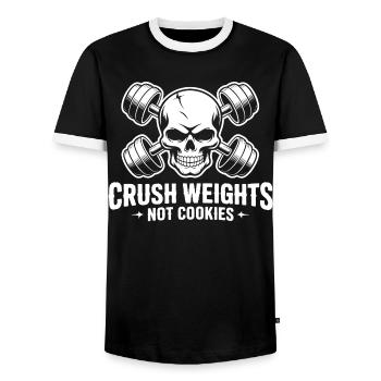 Crush Weights Gym No Sugar - Men's Ringer Shirt - black/white - Front - AI Model Female 172 light (172cm) & AI Model Male 178 light (178cm)