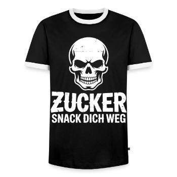 Sugar Skull Snack You Away - Men's Ringer Shirt - black/white - Front - AI Model Female 172 light (172cm) & AI Model Male 178 light (178cm)