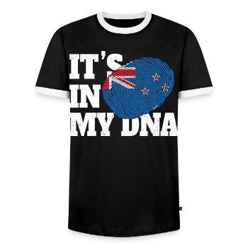 It's In My DNA New Zealand - Men's Ringer Shirt - black/white - Front - AI Model Female 172 light (172cm) & AI Model Male 178 light (178cm)