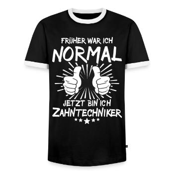 Prothésiste dentaire - T-shirt contrasté Homme - noir/blanc - Devant - AI Model Female 172 light (172cm) & AI Model Male 178 light (178cm)