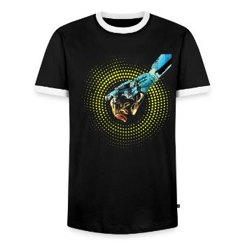 computer hand robot AI digital cyborg code pc - Men's Ringer Shirt - black/white - Front - AI Model Female 172 light (172cm) & AI Model Male 178 light (178cm)