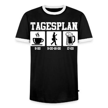 Postman DAILY SCHEDULE Parcel Deliverer Funny - Men's Ringer Shirt - black/white - Front - AI Model Female 172 light (172cm) & AI Model Male 178 light (178cm)