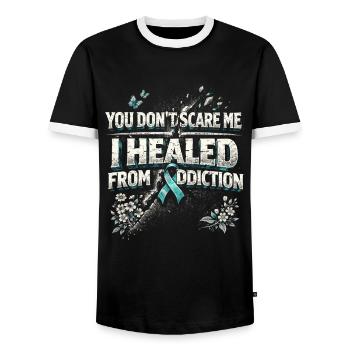 Entgiftung Entzug Suchtkrank Healed From Addiction - Men's Ringer Shirt - black/white - Front - AI Model Female 172 light (172cm) & AI Model Male 178 light (178cm)