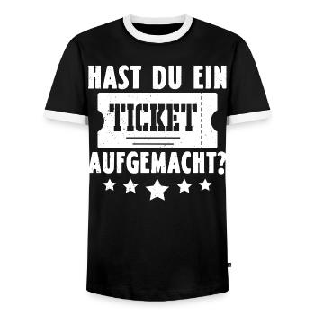 Science Coder DID YOU OPEN A TICKET FUNNY - Men's Ringer Shirt - black/white - Front - AI Model Female 172 light (172cm) & AI Model Male 178 light (178cm)