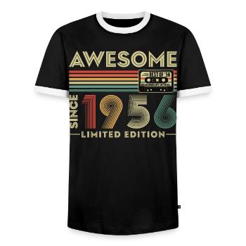 Cadeau de 70e anniversaire 1956 Vintage Retro - T-shirt contrasté Homme - noir/blanc - Devant - AI Model Female 172 light (172cm) & AI Model Male 178 light (178cm)
