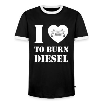 I love diesel combustion - Men's Ringer Shirt - black/white - Front - AI Model Female 172 light (172cm) & AI Model Male 178 light (178cm)