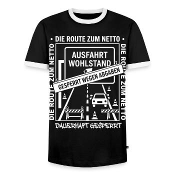 Die Route Zum Netto Dauerhaft Gesperrt - Männer Kontrast-T-Shirt - Schwarz/Weiß - Vorne - AI Model Female 172 light (172cm) & AI Model Male 178 light (178cm)