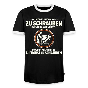 Schrauber Nicht Aufhören Alt Wirst Spruch - Männer Kontrast-T-Shirt - Schwarz/Weiß - Vorne - AI Model Female 172 light (172cm) & AI Model Male 178 light (178cm)