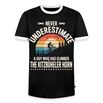 ein Kerl, der das Kitzbüheler Horn bestiegen hat - Männer Kontrast-T-Shirt - Schwarz/Weiß - Vorne - AI Model Female 172 light (172cm) & AI Model Male 178 light (178cm)