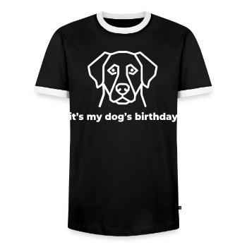 It's My Dog's Birthday - Männer Kontrast-T-Shirt - Schwarz/Weiß - Vorne - AI Model Female 172 light (172cm) & AI Model Male 178 light (178cm)