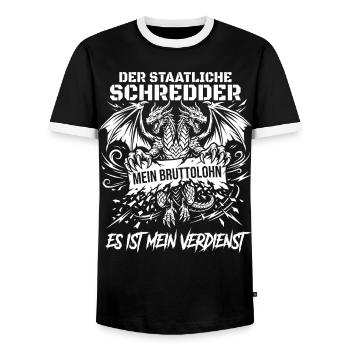 Der Staatliche Drachen Schredder - Männer Kontrast-T-Shirt - Schwarz/Weiß - Vorne - AI Model Female 172 light (172cm) & AI Model Male 178 light (178cm)