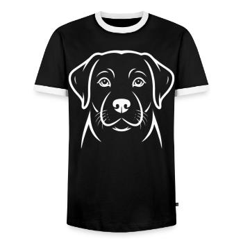Labrador Dog Line Art Dogs - Men's Ringer Shirt - black/white - Front - AI Model Female 172 light (172cm) & AI Model Male 178 light (178cm)