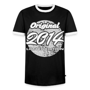 12th Birthday 2014 Boys and Girls Gift - Men's Ringer Shirt - black/white - Front - AI Model Female 172 light (172cm) & AI Model Male 178 light (178cm)