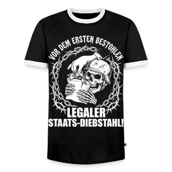Legaler Staats Diebstahl Vor Dem Ersten Bestohlen - Männer Kontrast-T-Shirt - Schwarz/Weiß - Vorne - AI Model Female 172 light (172cm) & AI Model Male 178 light (178cm)