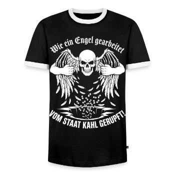 Wie Ein Engel Gearbeitet Vom Staat Kahl Gerupft - Männer Kontrast-T-Shirt - Schwarz/Weiß - Vorne - AI Model Female 172 light (172cm) & AI Model Male 178 light (178cm)