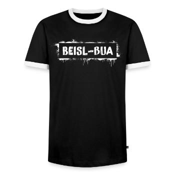 Beisl-Bua – Dicton culte du dialecte viennois - T-shirt contrasté Homme - noir/blanc - Devant - AI Model Female 172 light (172cm) & AI Model Male 178 light (178cm)