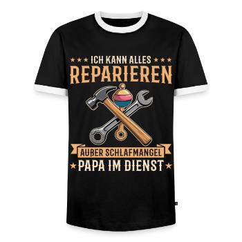 Cadeau de baby shower artisan pour futurs papas - T-shirt contrasté Homme - noir/blanc - Devant - AI Model Female 172 light (172cm) & AI Model Male 178 light (178cm)