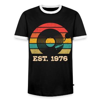 Millésime 1976 - T-shirt contrasté Homme - noir/blanc - Devant - AI Model Female 172 light (172cm) & AI Model Male 178 light (178cm)