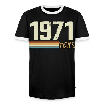 Vintage Mars 1971 - T-shirt contrasté Homme - noir/blanc - Devant - AI Model Female 172 light (172cm) & AI Model Male 178 light (178cm)