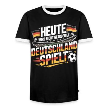 Deutschland Spieltag Fußball Fan Fußball - Männer Kontrast-T-Shirt - Schwarz/Weiß - Vorne - AI Model Female 172 light (172cm) & AI Model Male 178 light (178cm)