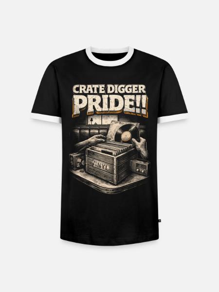 Vinyl Sammler Schallplatten Crate Digger Pride - Männer Kontrast-T-Shirt - Schwarz/Weiß