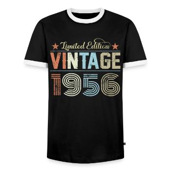 Millésime 1956 - T-shirt contrasté Homme - noir/blanc - Devant - AI Model Female 172 light (172cm) & AI Model Male 178 light (178cm)