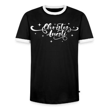 Christos Anesti Pascha Orthodoxes Ostern - Männer Kontrast-T-Shirt - Schwarz/Weiß - Vorne - AI Model Female 172 light (172cm) & AI Model Male 178 light (178cm)