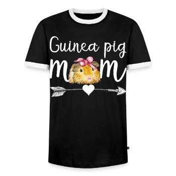 Meerschweinchen-Mama süßes Haustier-Liebhaber-Shirt - Männer Kontrast-T-Shirt - Schwarz/Weiß - Vorne - AI Model Female 172 light (172cm) & AI Model Male 178 light (178cm)