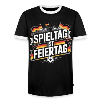 Match day is a public holiday Germany Fan - Men's Ringer Shirt - black/white - Front - AI Model Female 172 light (172cm) & AI Model Male 178 light (178cm)