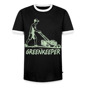 GREENKEEPER Leidenschaft Rasenpflege Garten - Männer Kontrast-T-Shirt - Schwarz/Weiß - Vorne - AI Model Female 172 light (172cm) & AI Model Male 178 light (178cm)