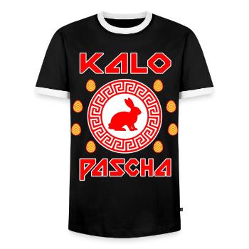 Kalo Pascha Griechisch Ostern Griechenland - Männer Kontrast-T-Shirt - Schwarz/Weiß - Vorne - AI Model Female 172 light (172cm) & AI Model Male 178 light (178cm)