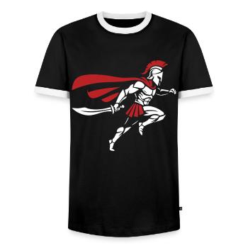 Spartan Sprint Sword Maskottchen Spartan Runner - Männer Kontrast-T-Shirt - Schwarz/Weiß - Vorne - AI Model Female 172 light (172cm) & AI Model Male 178 light (178cm)