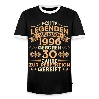 Cadeau de légende vintage pour le 30e anniversaire 1996 - T-shirt contrasté Homme - noir/blanc - Devant - AI Model Female 172 light (172cm) & AI Model Male 178 light (178cm)