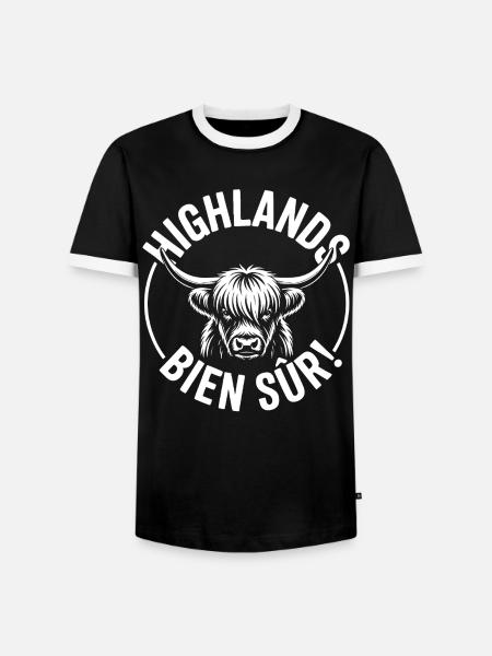 Highland Cow Bien Sûr - T-shirt contrasté Homme - noir/blanc