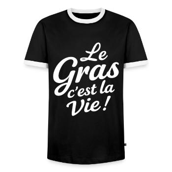 Fett ist Leben Geschenk Liebhaber Gutes Essen - Männer Kontrast-T-Shirt - Schwarz/Weiß - Vorne - AI Model Female 172 light (172cm) & AI Model Male 178 light (178cm)